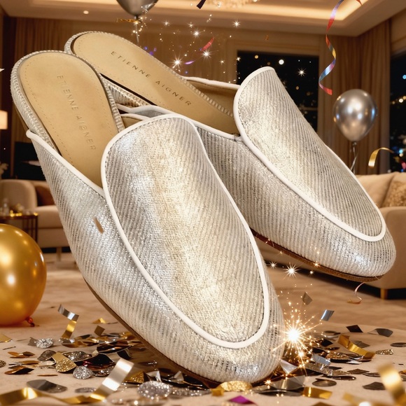 Etienne Aigner ‘Capri’ Silver Slip On Mule - Picture 1 of 9